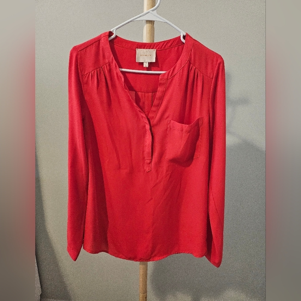Skies Are Blue Vibrant Red Blouse